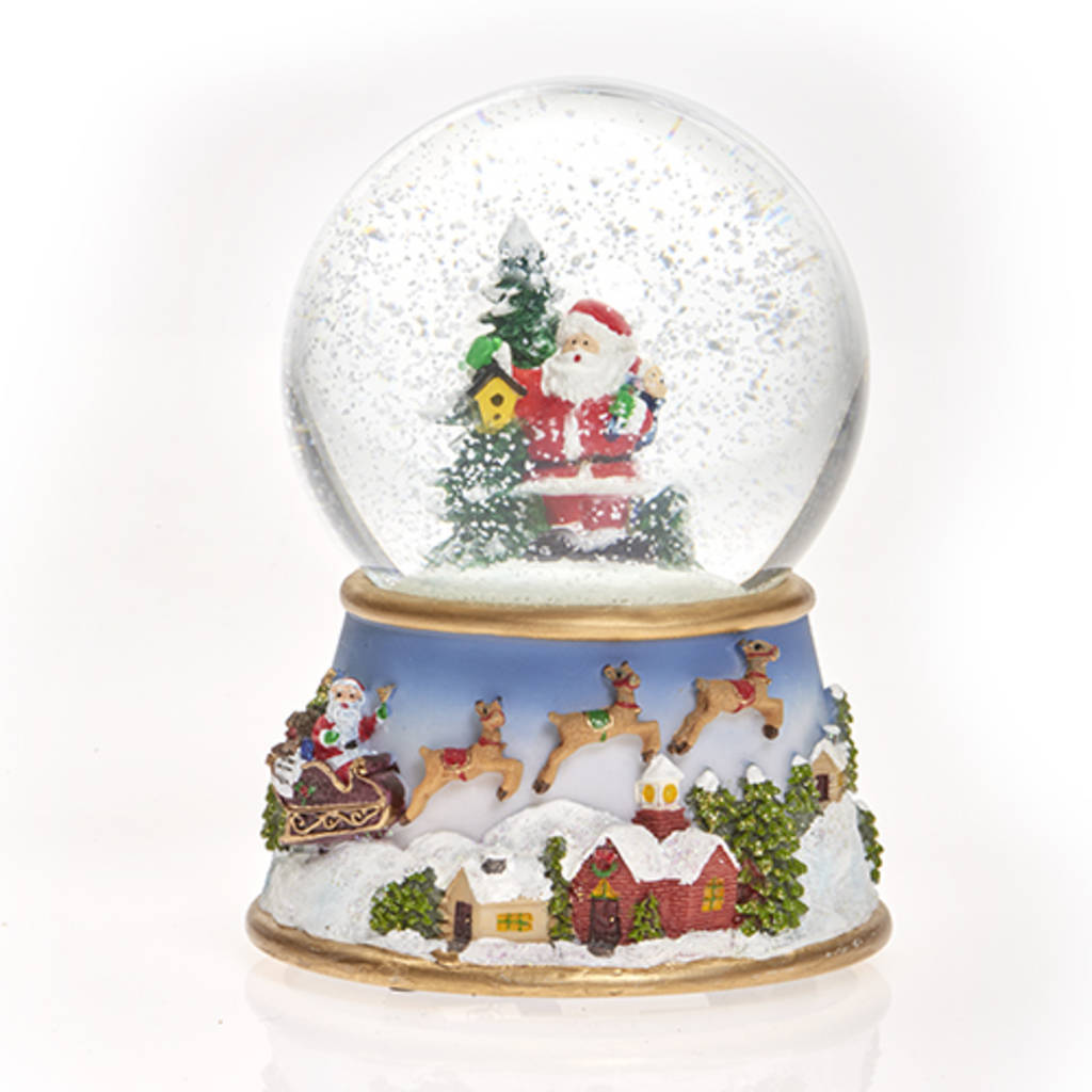 Musical LED SnowGlobe, Santa with Tree & Birdhouse-Designer Homeware ...